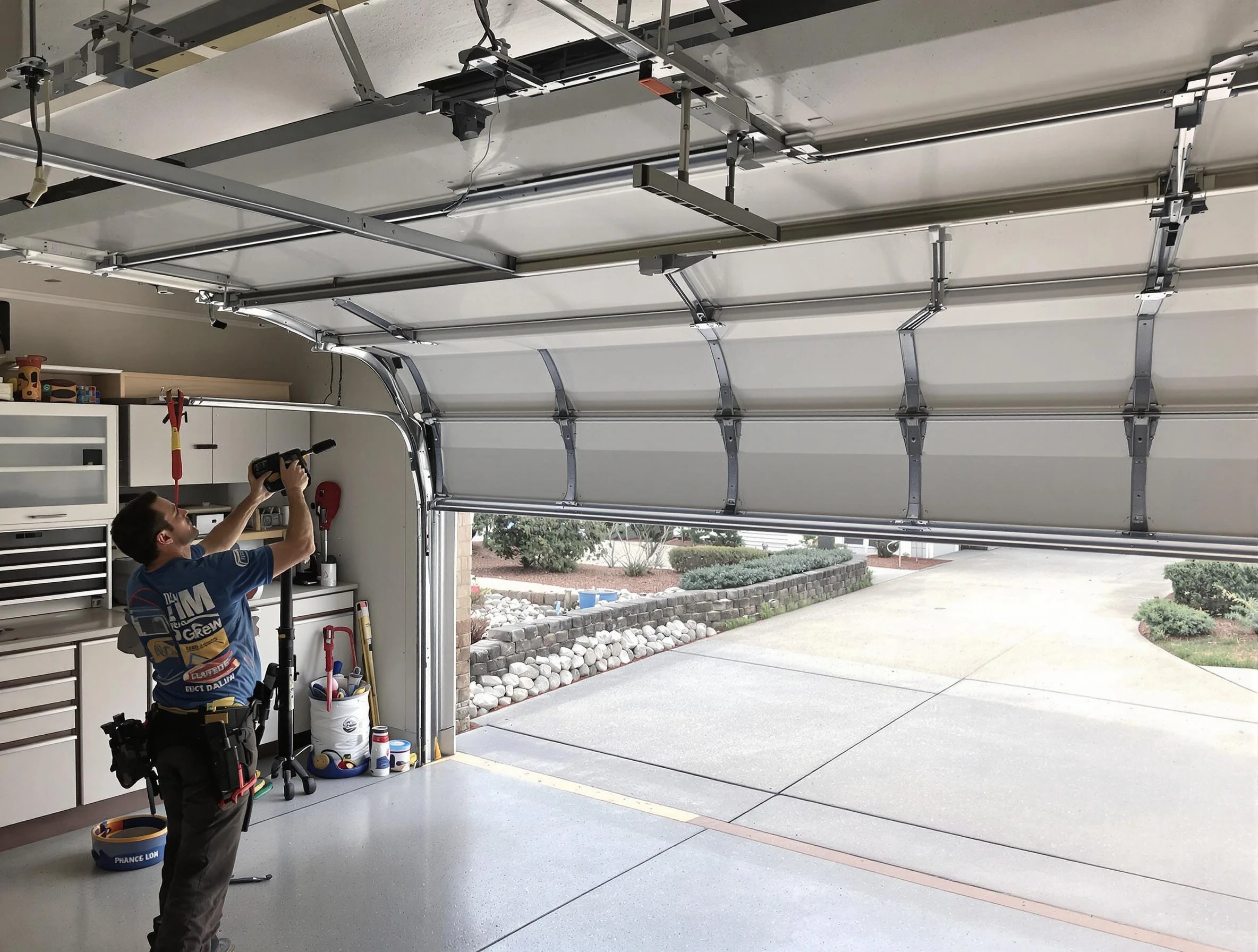 Garage door track repair service by Randolph Garage Door Repair in Randolph